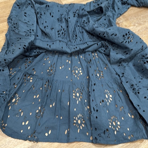 Anthropologie dRA Size M Blue Tiered Midi Sundress with Bishop 3/4 Sleeves - Picture 9 of 9